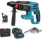 Yofidra Hammer Drill, Electric Corded Hammer Drill 18V, 650W 4-Mode SDS-Plus Electric Tool Kit with 2 Batteries 3000mAh, 0-4800BPM, for Concrete/Steel/Wood