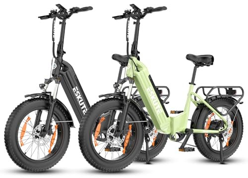 ESKUTE E-Bike Star | Klapprad Elektrofahrrad | 20 Zoll Fat Tire | 36V 25Ah Batterie | Drehmomentsensor | Aluminium-Leichtbau | Reichweite bis zu 120 km | Ebike MTB | Schwarz x 1 & Grün x 1