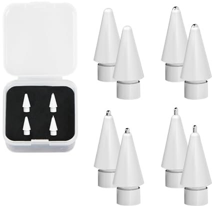 Momowin 8 Pezzi Punta di Ricambio per Apple Pencil 1a/2a, 4 Tipi di Punte di Ricambio per Penna iPad e Apple Pencil 1a/2a Generazione