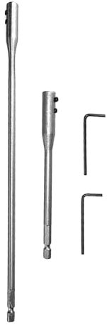 1/4 Drill Bit Extension Set 6 and 12 High-Carbon Steel Wood Spade Drill Bit Extender with 2 Pieces Key Spade Bit Extension Set