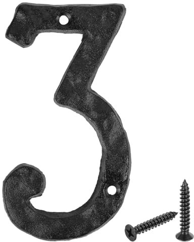 sourcing map House Address Number, 5.5 Inch Cast Iron Vintage Wall Number 3 Outside Numbers for Home Street Office Mailbox Sign, Black