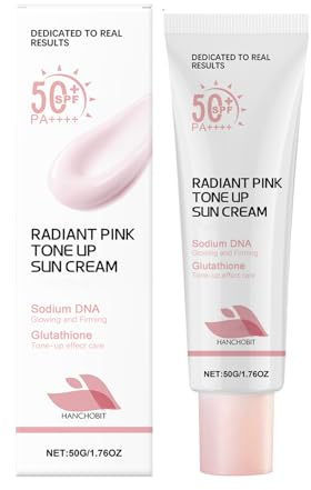 Radiant Pink Tone up Sun Cream – Spf 50+ Gesichtscreme Mit Rosa-Tönung, Leichte Formel, Nicht Fettend, Feuchtigkeitsspendend, Ideal Als Makeup Base & Primer, Schützt Vor UV-Strahlen