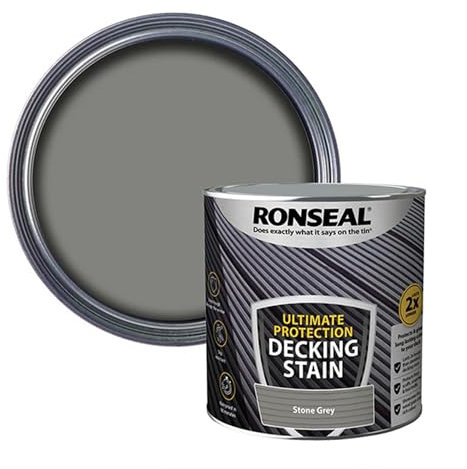 AOC24 - Decking Stain Paint Stone Grey 2.5L - Slip Resistant Ultimate Protection - Use On Exterior Hard/Wood Softwood Paint - Protects from Scuffs, Scratches and Foot Traffic