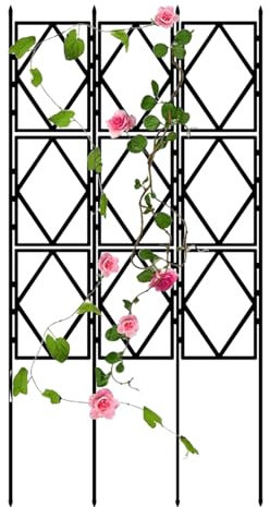 Gartenspalier für Kletterpflanzen – Pflanzenspalier für drinnen und draußen, schwarzes Klettergerüst, Pflanzenstütze für Topfpflanzen, Kletter-Efeu, Rosen, Clematis, Blumen(W60xH120CM(2.0x3.9FT))