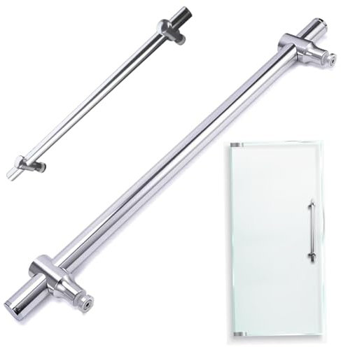Peosaard Shower Door Handle, Adjustable Sliding Glass Shower Door Handle with Single Towel Bar, Aluminum Alloy Replacement for Interior and Exterior Bathroom, Glass