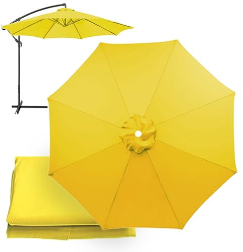 XEISYO Replacement Umbrella Covers 2/2.3/2.5/2.7/3/3.5M, 6/8 Ribs, UV Protection Garden Replacement Parasol Canopy, for Patio Yard Beach (Yellow,8ribs-2.3m/7.5ft)