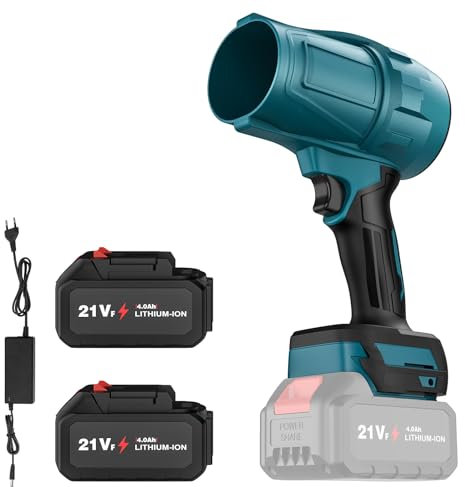 ﻿ ﻿ Turbo Gebläse für Makita Akku 18V,1050W Bürstenloses Schneefräse,32000RPM Jet Fan, Elektrische Staubgebläse Luftbläser zum Wegblasen von Laub, Schnee, Staub, Blaskraft (1 Batteries)