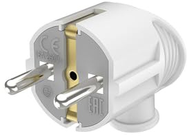 Braytron Kabelstecker Standard, 230V, 16A, Schutzkontaktstecker, robuster Netzstecker für Kabelmontage, weiß