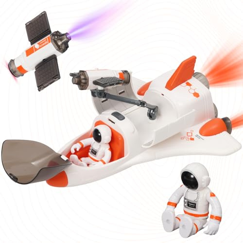 Juguete Cohete Transbordador Espacial, Juguete Nave Espacial,Juego De Nave Espacial Sistema Solar con Dispositivo de Pulverización,Luz Y Música para Niños,Ciencia,Educación