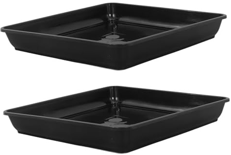 UKCOCO Square Plant Saucer 16.14 Inch Plastic Planter Tray for Indoor Outdoor Flower Pots 2 Pack Durable Drip Tray to Catch Water and Protect Surfaces