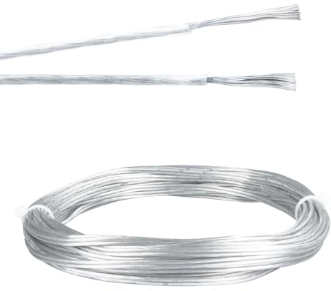 URCIANOW 15M Filo Elettrico Trasparente 2 Fili 18AWG LED Flessibile PVC | Cavo Elettrico Led Trasparente, Filo Doppio Piatto, PVC Flessibile, Per Illuminazione LED a bassa potenza