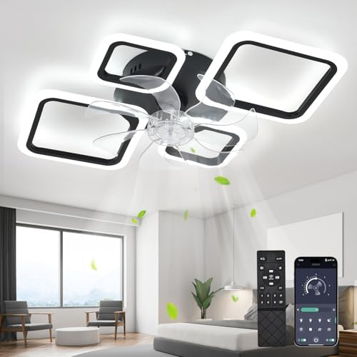 MiiR Deckenventilator Mit Beleuchtung,65W Deckenlampe Mit Ventilator Und Fernbedienung,Dimmbar Lampe Mit Ventilator,6-Gang,Speicherfunktion Deckenventilator Mit Licht Für Schlafzimmer Wohnzimmer,Weiß