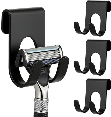 SHENLIU 4 Stück Rasierer Halterung Dusche, Edelstahl Rasierhalter Dusche Ohne Bohren Selbstklebende Rasiererhalter Dusches Wasserdicht Rasierhaken Rasier Halter für Badezimmer Küche Wand