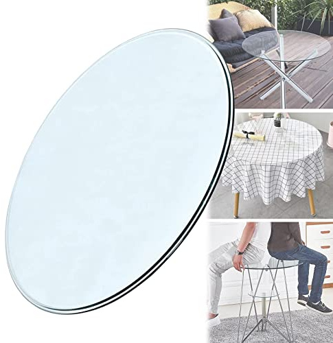 Runde Glasplatte Tischplatte 6mm Gehärtet Ø35-98cm Transparent Kaminplatte | Sicherheitsglas Tischplatte Polierte Kanten Hitzebeständig 250Kg Belastbar Kratzfest Pflegeleicht(85cm(34Inch))