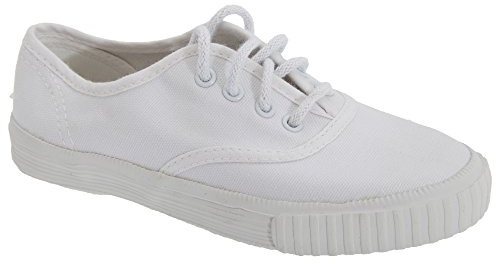 Junior Lace Plimsol - White - White - size UK Childrens Size