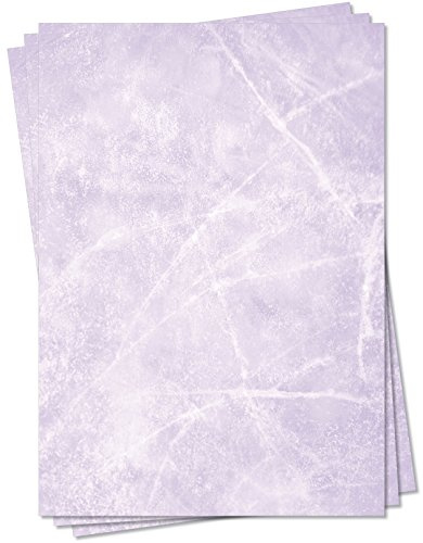 Gastronomie Papier (Violett-Eis-Marmor, DIN A4, 25 Blatt, MPA-5152b) für Speisekarten. Marmoriertes Papier, Marmorpapier rot zweiseitig bedruckt, für alle Drucker/Kopierer geeignet