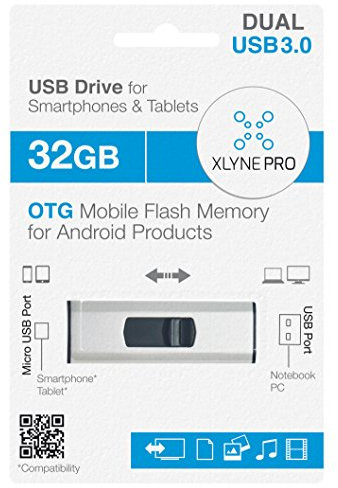 XLYNE 7532003 PRO OTG 32 GB USB 3 Stick für PC (USB) und Smartphones/ Tablets (microUSB) – Lesegeschwindigkeit: Bis zu 30 MB/s, Schreibgeschwindigkeit: Bis zu 10 MB/s