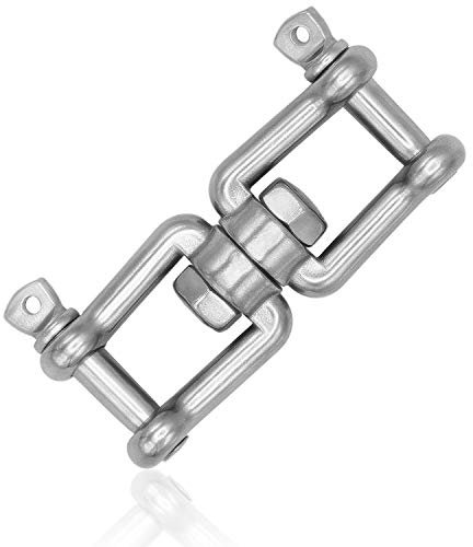 everlar® Edelstahl Drehwirbel I 10mm XL, BS 2550Kg I Bequemes & sicheres Drehen & Befestigen von Hängesessel, Boxsack, Schwenkgrill, Schaukel u.v.a. I Hochfest & Wetterbeständig