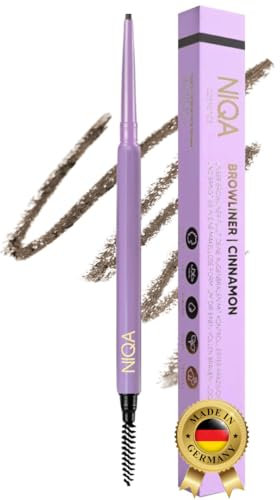 NIQA Augenbrauenstift wasserfest braun, Halal, Vegan, Wischfest, Eyebrow Pencil Brown Waterproof, Brauenstift mit Bürste für perfekt definierte Augenbrauen, Lange Haltbarkeit, Farbton: Cinnamon