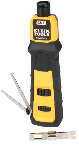 Klein Tools VDV427-300 Herramienta de perforación de impacto con hoja 66/110, conexiones de cable CAT confiables, fuerza ajustable, incluye púa y spudger