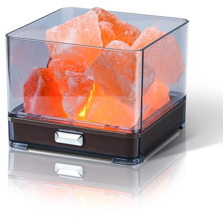 HISUNY Lámpara de Sal Rosa del Himalaya USB Con 5 Niveles, 2 Bombillas - Para Spa, Bar, Yoga, Noche, Sueño, Meditación