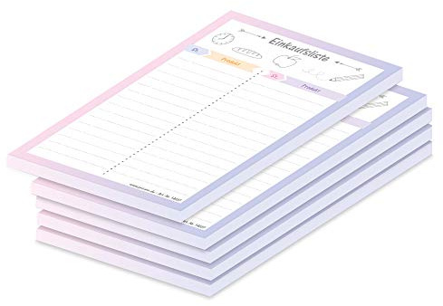 PRICARO EinkaufslisteAllerlei, rosa, A6, 5 Stück