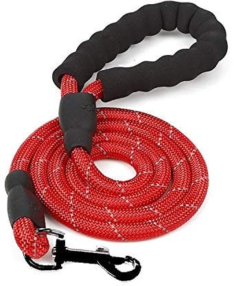 'N/A' Strong Dog Leash 5FT with Padded Handle, Mountain Climbing Rope Twist Dog Lead for Small Medium Large Dogs, Reflective Threads Nylon Durable Dog Leash (Red)