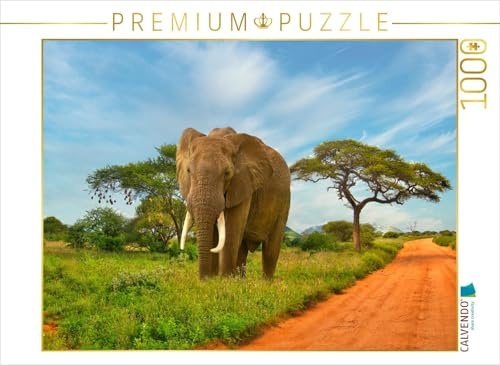 CALVENDO Puzzle Elefant am Wegrand | 1000 Teile Lege-Größe 64 x 48 cm Foto-Puzzle für glückliche Stunden