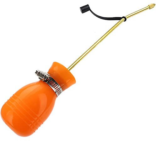 SI FANG Powder Duster, Diatomaceous Earth Bulb Duster Applicator with Longer Copper Tube, Pest Control Bulb Sprayer Garden Puffer Duster Termite Cockroach Wasp Bedbug Killer Powder Dispenser (Orange)