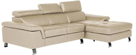 Vente-unique Ecksofa Leder - Ecke Rechts - Taupe - Mishima