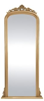 Vente-unique - Grand Miroir Vintage en Bois de Paulownia - H.180 cm - Doré - Merry