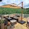 PURPLE LEAF Parasol Déporté Inclinable 2,7 x 2,7 m, Grain de Bois en Aluminium Parasol De Jardin Extérieur Toit à Double Rotatif 360°, Parasol Terrasse Extérieur XXL, Beige