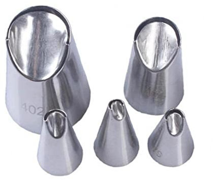 TOSSPER 5 Pcs Flower Piping Tips, Stainless Steel Chrysanthemum Nozzles Cream Laminating Nozzle Cupcake Pastry Tool for Decorating Cake Pastry