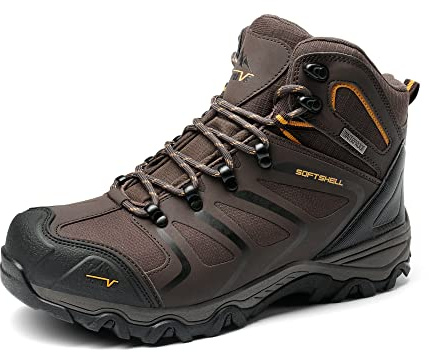 NORTIV 8 Men's Ankle High Waterproof Hiking Boots Outdoor Lightweight Shoes Trekking Trails Armadillo,Size 12W,Brown/Black/Tan,160448_M