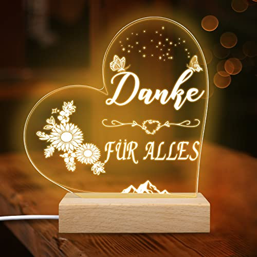 Merclix Danke für Alles Led Lampe Nachtlicht Dankeschön Geschenke Lehrer Geschenk Abschied Danke Abschiedsgeschenk Kollegen Jobwechsel Erzieherin Geschenk Abschied Danke Geschenke Ruhestand Geschenk