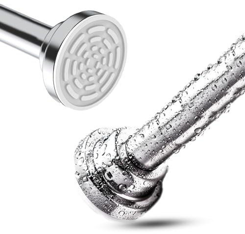 Rocoel Shower Curtain Rail 140-260 cm - No Drill Stainless Steel Extendable Tension Rod Pole for NetVoile Curtain - Heavy Duty & Rust Resistant for Bay, Window, Door, Wardrobe, Balcony