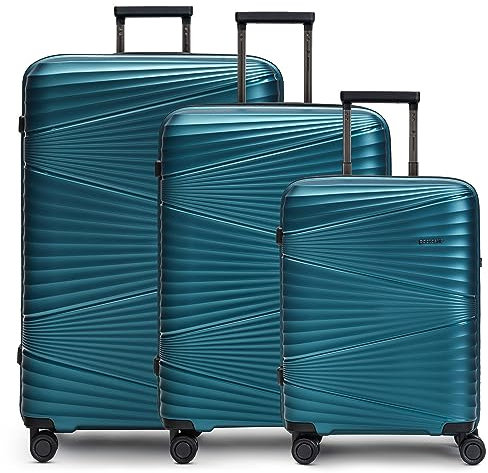 Pactastic Ultra leicht Hartschalen Koffer-Set 3-teilig | Robustes Polypropylen Material | 4 Doppelrollen & TSA-Schloss (Collection 02)