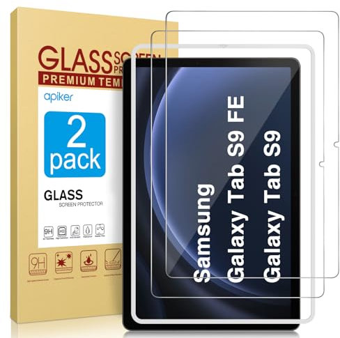 apiker für Samsung Galaxy Tab S10 FE 2025/S9 FE/Tab S9 Panzer Schutz Glas mit Rahmen-Installationshilfe, Schutzfolie kompatibel mit Galaxy Tab S10 FE/S9 FE (10,9 Zoll) /Galaxy Tab S9(11 Zoll), 2 Stück