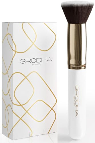 Srodha Beauty - Pennello piatto per fondotinta Kabuki | Kit da 3 pezzi | Pennello da trucco per viso, fondotinta liquido, crema e cipria | Perfetto per sfumare il viso | Pennelli per il viso di alta