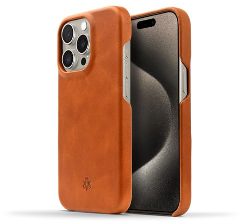 NOVADA Genuine Leather iPhone 15 Pro Case - Back Cover - Tan