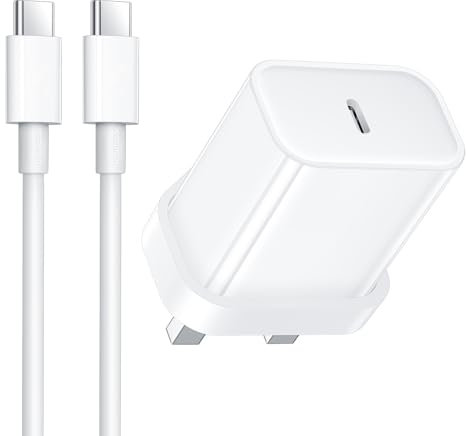 Rocoren 20W USB C Fast Charger for iPhone 16, 15, Pro Models with 60W Cable - Compatible with iPad Pro, Air, Samsung, Google Pixel and More