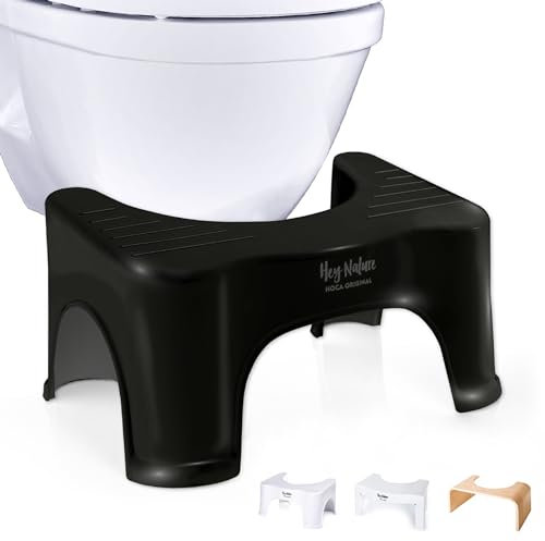 Hey Nature® HOCA medizinischer Toilettenhocker schwarz, Klohocker - Schnelle Hilfe gegen Hämorrhoiden, Blähbauch, Verstopfung, Blähungen. Badhocker/WC Hocker wirkt als natürliches Abführmittel