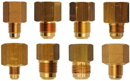 Raccordi Dritti in Ottone Femmina-Maschio Riduzione per Sistemi di Refrigerazione e Condizionamento Interno ed Esterno (3/8 F x 1/2 M + Dado)