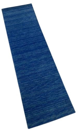 Blau Läufer Gabbeh Teppich 100% Wolle Loom Handgefertigt 80X297 cm WR132