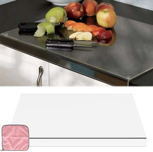 Acrylic Cutting Board with Lip Clear Chopping Board for Kitchen Counter Non Slip Transparent Counter Edge Chopping Board Worktop Protector Board for Cutting Fruit Meat Vegetables Cheese(45X32cm)