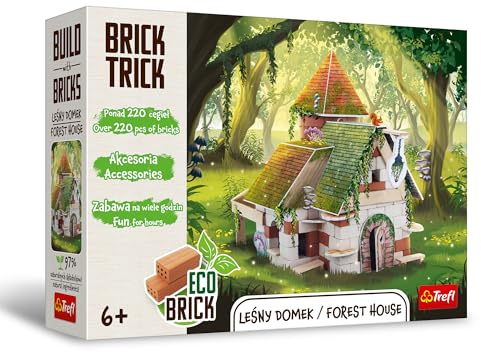 Trefl - Brick Trick, Waldhütte/Forest House, Baue aus Ziegeln | Für Kinder ab 6 Jahren, Öko-Bausteine aus Ziegeln, wiederverwendbar, Kreativset, 100 % natürliche Ziegel, über 220