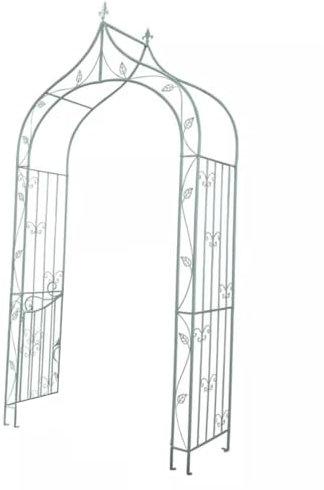 ZSVYMK Rosenbogen mit Tor Pforte Metall - Hoch 9.3FT Torbogen Mit Stilvollen Verzierungen,Rankhilfe Im Landhausstil für Rasen/Hinterhof/Terrasse Kletterrosenpflanzen