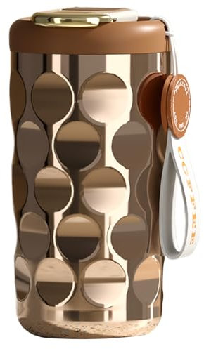 Termos de café inteligente, taza de café inteligente, 13.5 oz con aislamiento con tazas térmicas de exhibición de temperatura, taza de aislamiento de acero inoxidable para té, oro rose