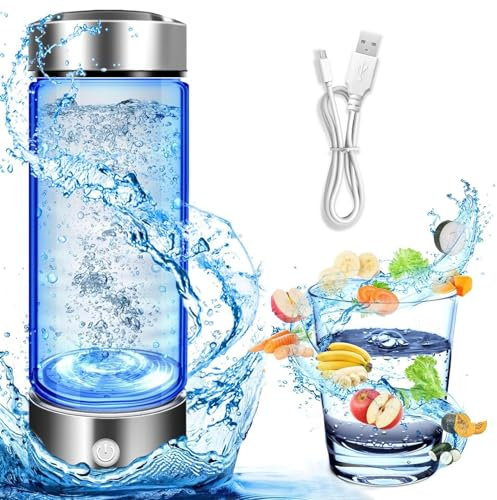 HEDIR Tragbare Wasserstoffwasserflasche, 420 ml, Wasserstoff -Wasserflasche Dual -Modus des tragbaren wiederverwendbaren Wassers mit SPE und PEM aufgeladen,Transparent-420ml