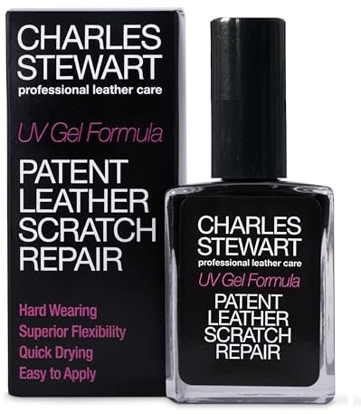Charles Stewart Patent Leather Repair for Scuffs and Scratches on Adult and School Patent Shoes - Quick and Easy Fine Finish, Black - Real or Imitation, Up to 25 Uses per Bottle